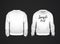 White men`s sweatshirt template with sample text front and back view. Hoodie for branding or advertising