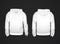 White men`s sweatshirt template with sample text front and back view. Hoodie for branding or advertising