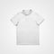 White mens polo template evenly laid out and isolated on background, fashionable clothes with buttons, front view