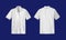 White mens t-shirt template mockup, Front and back, Realistic illustration isolated on Blue background.