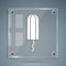 White Menstruation and sanitary tampon icon isolated on grey background. Feminine hygiene product. Square glass panels