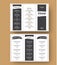 White menu template with black grunge elements for cafes and restaurants