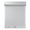 White metal closed roller shutter. Front view.