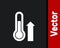 White Meteorology thermometer measuring icon isolated on black background. Thermometer equipment showing hot or cold