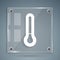 White Meteorology thermometer measuring icon isolated on grey background. Thermometer equipment showing hot or cold