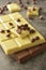 White and milk chocolate isolated. Top view of various chocolate bars with copy space
