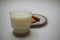 White milk and cookies -Lateral view - Horizontal image