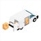 White minivan cargo delivery van deliver cardboard boxes