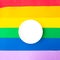 White mockup plate on LGBTQ colors flag