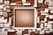 White mockup poster frame, vintage bricked wall, old 8th century theme. AI Generated.