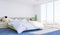 White modern contemporary bedroom interior with copy spce on wall for mock up