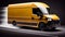 White modern delivery small shipment cargo courier van moving fast on motorway road to city urban suburb