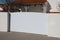 white modern plastic home gate portal polyvinyl chloride with panel blades in city suburbs house street