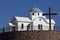 White Monastery Chapel With Blue Dome