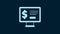 White Monitor with dollar icon isolated on blue background. Sending money around the world, money transfer, online
