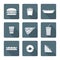 White monochrome various fast food icons collection