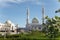 White mosque under construction in Bolgar, Tatarstan, Russia