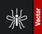White Mosquito icon isolated on black background. Vector
