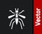 White Mosquito icon isolated on black background. Vector