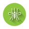 White Mosquito icon isolated with long shadow. Green circle button. Vector