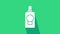 White Mouthwash plastic bottle icon isolated on green background. Liquid for rinsing mouth. Oralcare equipment. 4K Video