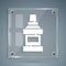 White Mouthwash plastic bottle icon isolated on grey background. Liquid for rinsing mouth. Oralcare equipment. Square