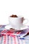 White mug tea coffee plaid