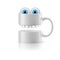 White mug of two parts with teeth and froggy eyes