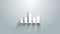 White Music equalizer icon isolated on grey background. Sound wave. Audio digital equalizer technology, console panel