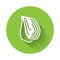 White Mussel icon isolated with long shadow. Fresh delicious seafood. Green circle button. Vector