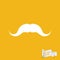 White Mustache Icon on Yellow Background