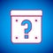 White Mystery box or random loot box for games icon isolated on blue background. Question mark. Unknown surprise box