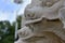 White Naga stucco statue at the entrance to the temple