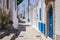 White narrow street of Koskinou, Rhodes, Greece