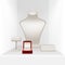 White Necklace Earrings Bracelet Stand for Jewelry with Red Box