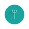 White Neptune Trident icon isolated with long shadow. Green circle button. Vector Illustration.