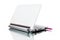 White netbook and pink USB key with reflected shadow