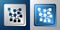 White Neural network icon isolated on blue and grey background. Artificial intelligence AI. Silver and blue square