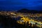 White Night of Bergen from view point Floyen, panoramic view, Bergen, Norway at sunset