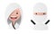 White ninja male female avatars set. White background.