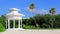 White noble pergula pavilion in paradise on beach palms Mexico