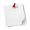 White note paper with red push pin