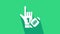 White Number 1 one fan hand glove with finger raised and american football ball icon isolated on green background. Set