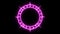 White occult circle with rotating parts and mystical symbols with burning violet glow in seamless loop