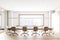 White office panoramic meeting room interior