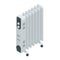 White oil heater with screen controls, isolated on a white background. Home Heating appliances icons. Household