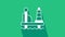 White Oil platform in the sea icon isolated on green background. Drilling rig at sea. Oil platform, gas fuel, industry