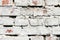 White Old brick wall background. Textured Background.Dirty Whitewashed Shabby Plaster. White Brick Wall Texture. Space for text.