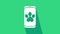 White Online veterinary clinic symbol icon isolated on green background. Cross with dog veterinary care. Pet First Aid