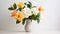 White And Orange Flowers In A Stylish White Vase